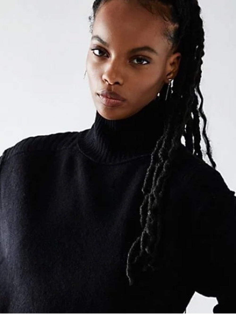 Cashmere Classic Black Turtleneck Cropped Sweater - Women's - Picture 2 of 5